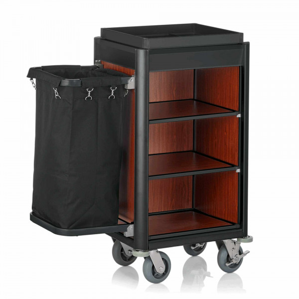Zimmerservicewagen - Aluminium / MDF Holzoptik / Polyester - Serie Isabella - 4459.001