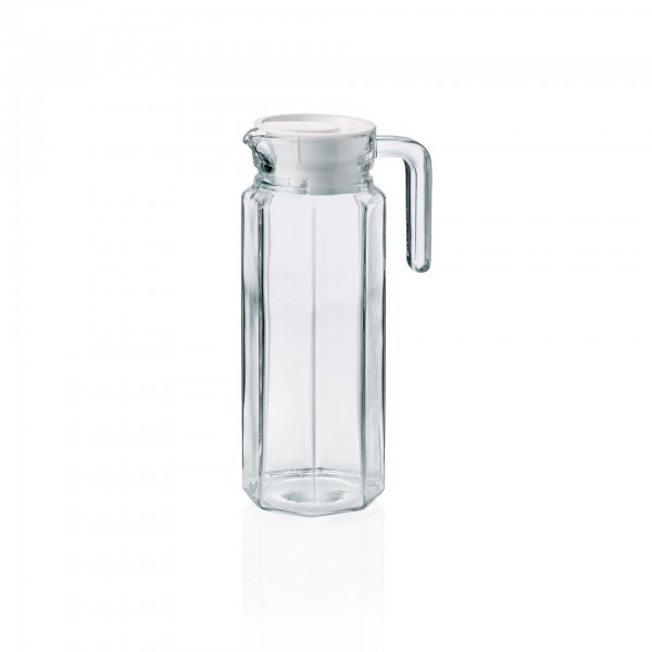 Krug - Glas - mit Kunststoffdeckel