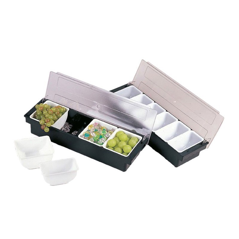 Produktbild von WAS 1464 106 Zutatenbehälter – ABS-Kunststoff Mit Deckel Aus Polycarbonat, 6 Einsätze à 0,45 L, 50 X 16 X 9 Cm – Ideal Für Küche & Gastronomie