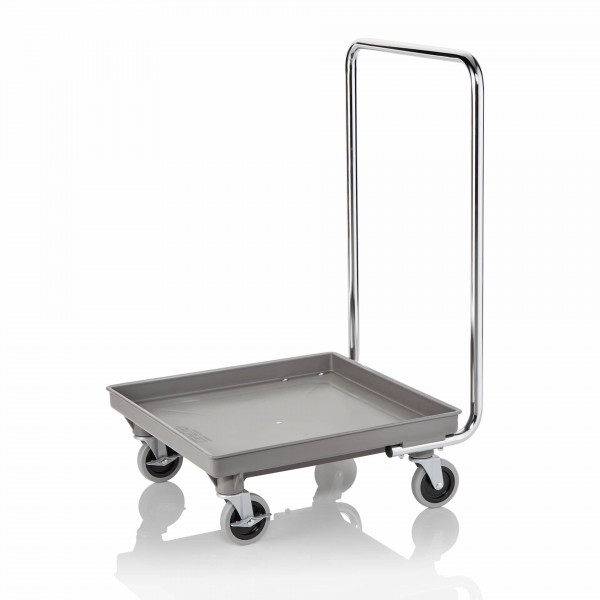 Transportwagen - Edelstahl / Kunststoff - für Spülmaschinenkörbe - mit Griff - 9800.011