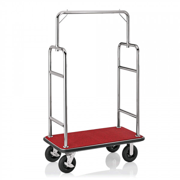 Gepäckwagen - Edelstahl - Teppichfarbe rot - premium Qualität - 4425 001