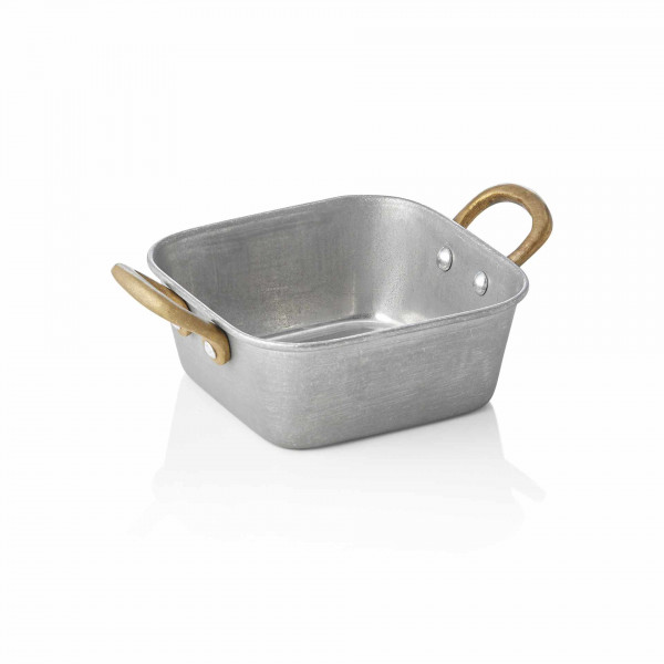 Servierpfanne - Chromnickelstahl / Messing - quadratisch - Serie Vintage-2044.012