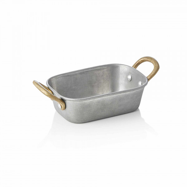 Servierpfanne - Chromnickelstahl / Messing - eckig - Serie Vintage-2043.013