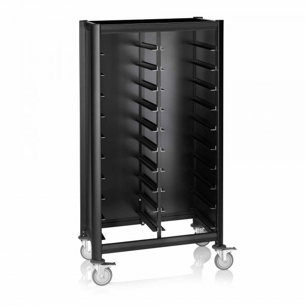 Tablettwagen - Aluminium / MDF Holzoptik - schwarz - Serie Mensa Black - 1956.245