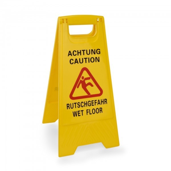 Aufsteller - Kunststoff - beidseitig beschriftet: Achtung Rutschgefahr – Caution Wet Floor - extra preiswert